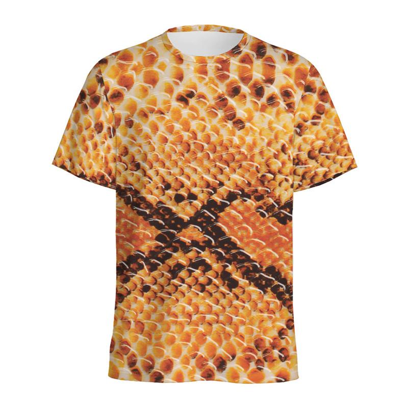 Fashion Snake Scales Pattern T-shirt For Men 3D Printed Animal Skins Graphic Round Neck Tee Shirt
