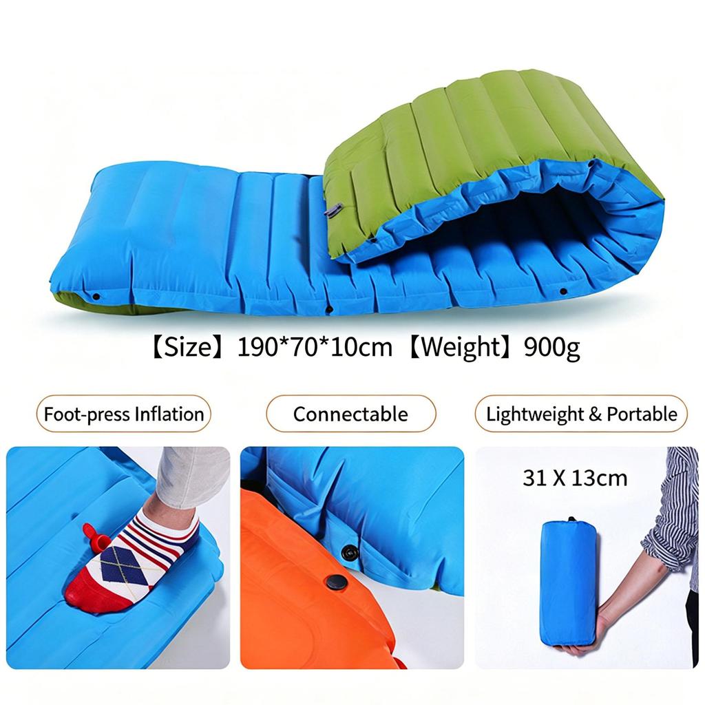 Camping Sleeping Pad with Built-in Pillow Inflating Ultralight Backpacking Air Mattress Waterproof Portable Camping Mat for Tent Hiking Travel Outdoor