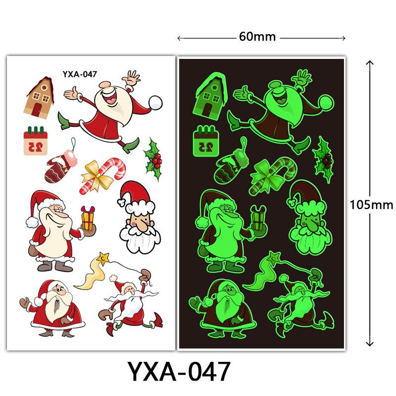 Christmas Luminous Tattoo Sticker Glowing Waterproof Sweat Cute Cartoon Holiday Party Temporary Sticker