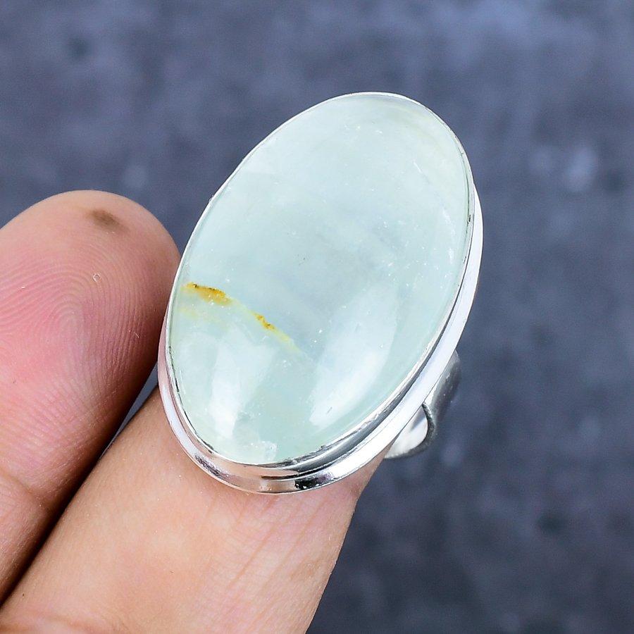 Aquamarine Gemstone Handmade 925 Sterling Silver Jewelry Ring Size 9 A8r46