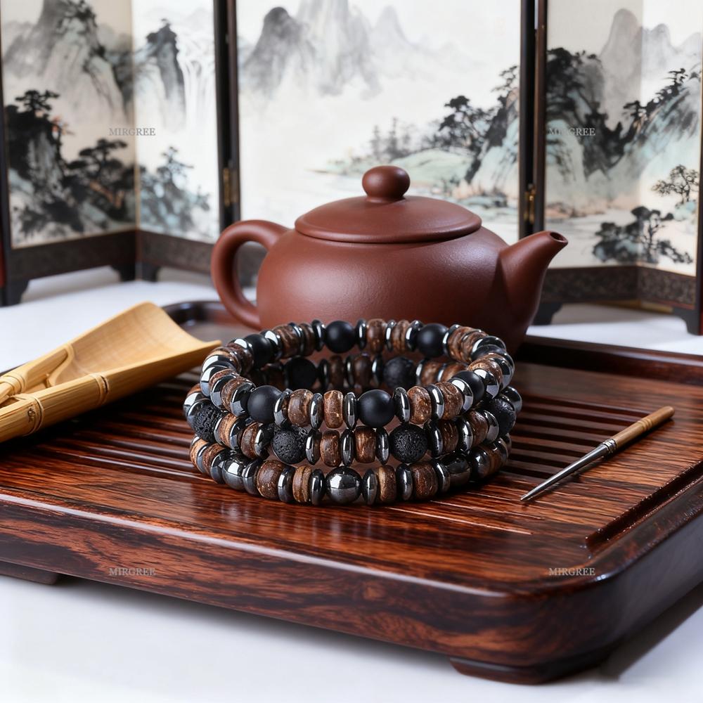 3pcs Men's Natural Bead Bracelet Set, Vintage Jewelry, Perfect for Outdoor Adventures and Daily Wear As Gifts