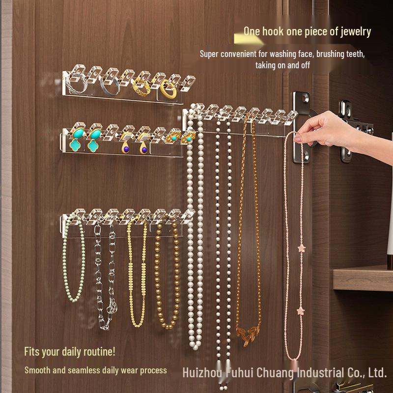 Wall-Mounted Jewelry Rack: Mirror Cabinet Door with Necklace, Bracelet, and Earring Hooks