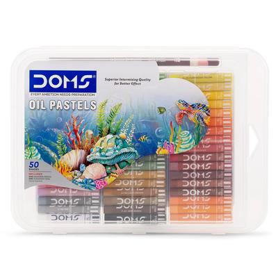 DOMS 50 Shades Oil Pastel Set With Case Smooth Blending Art Kit With Scraper Tool For Drawing And Sketching