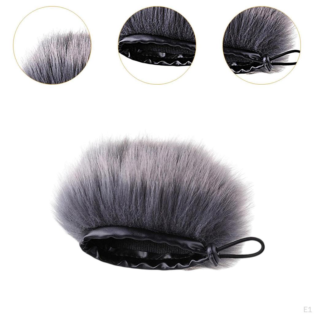 Microphone Windshield Wind Sleeve Shield Cover with Drawstring 5.5cm Furry Windscreen