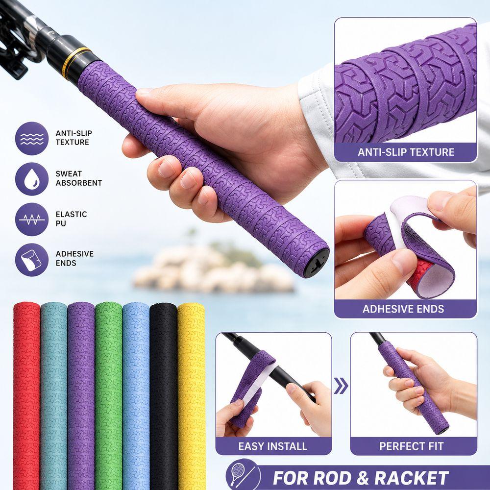 Sweat Absorbent Badminton Handle Wrap Tape PU Fishing Rod Handle Wrap Outdoor Sports