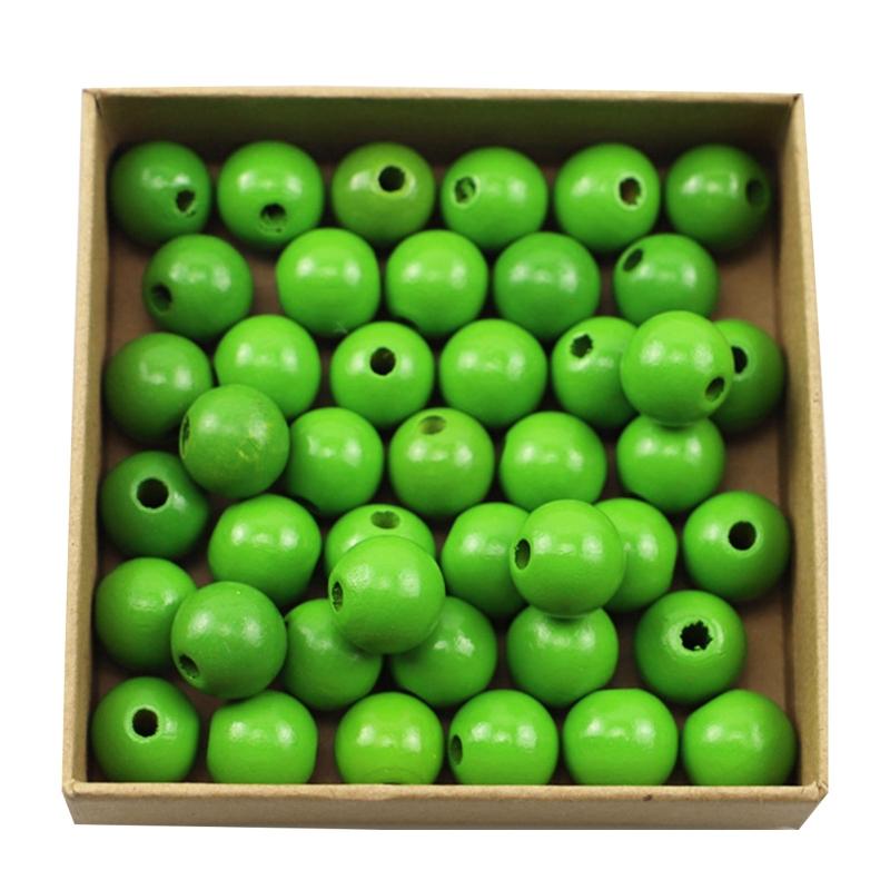 50 ks Ekologické kulaté dřevěné korálky Velký otvor Dřevěné distanční korálky pro DIY výrobu řemesel a šperků Žluté 16mm green