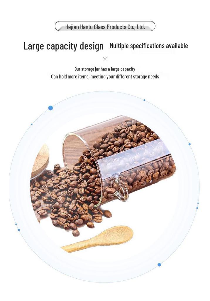 Borosilicate Glass Coffee Storage Jar with Handle, Spoon, Thickened Lid, and Moisture-Proof Seal