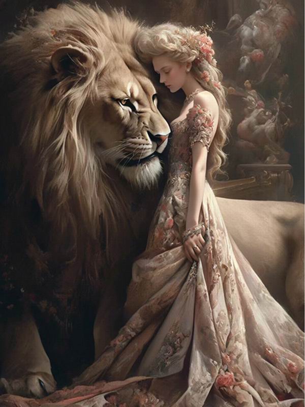 Elegant Women Diamond Painting New Arrivals Animals Diy Full Square Round Drill Rhinestone Embroidery Woman Lion Mosaic Cross Stitch Kits