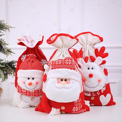 Christmas Large Draw Knit Gift Bags Children's Gift Bags Kindergarten Gifts 3D Desing