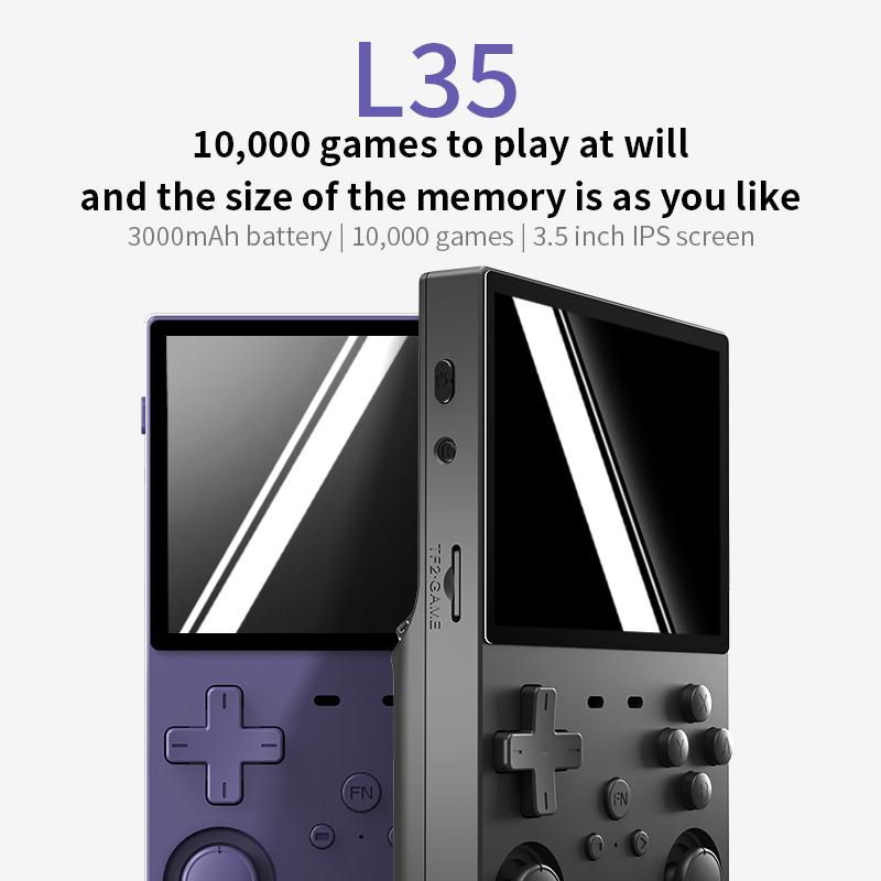 Open Source L35 Handheld Video Game System 3.5 Inch IPS Screen Portable Pocket Video Player 64GB Games