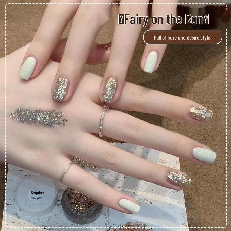 Ennisi 2025 New Year Super Glitter Sequin Nail Polish Gel - Champagne Dazzling Stars