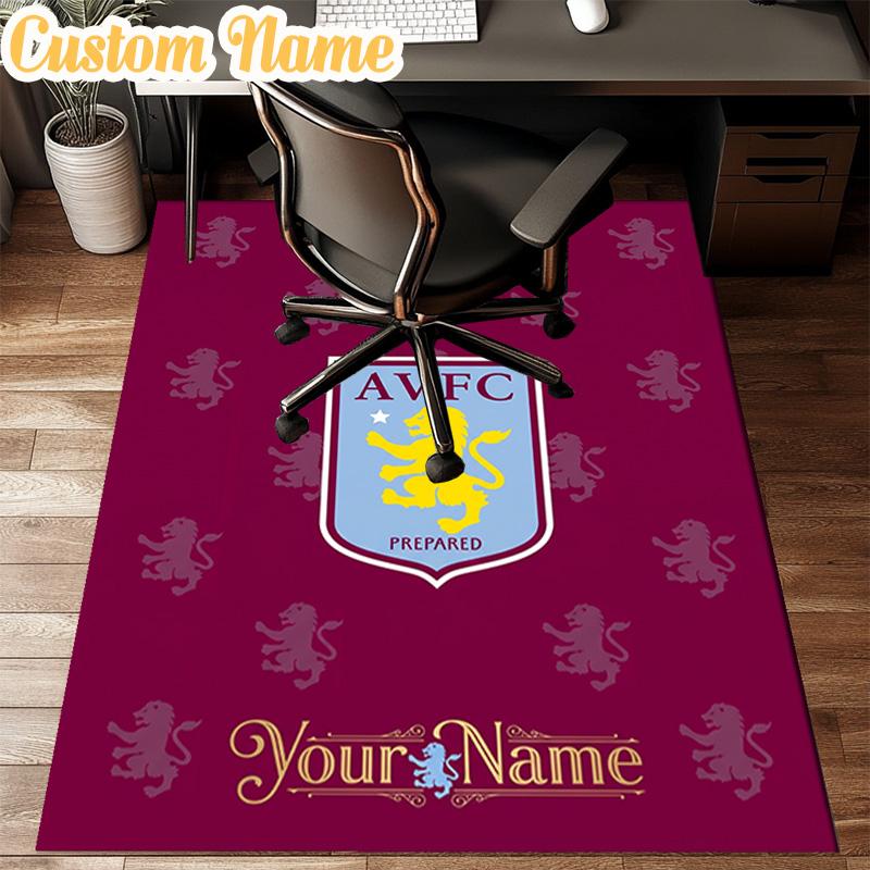 Custom Name Aston Villa Pride Rug Office Rug Chair Mat Non Slip Carpet Rugs for Bedrooms Dining Room Living Room Home Decor Gifts