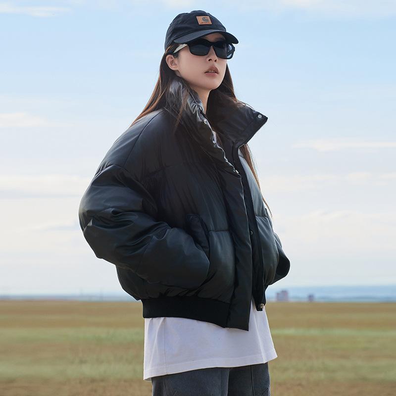 

Зимняя одежда Новая корейская студенческая мода Свободная стройнящая Утолщенная с маленьким воротником-стойкой Короткое хлопковое пальто Женская модная куртка XL