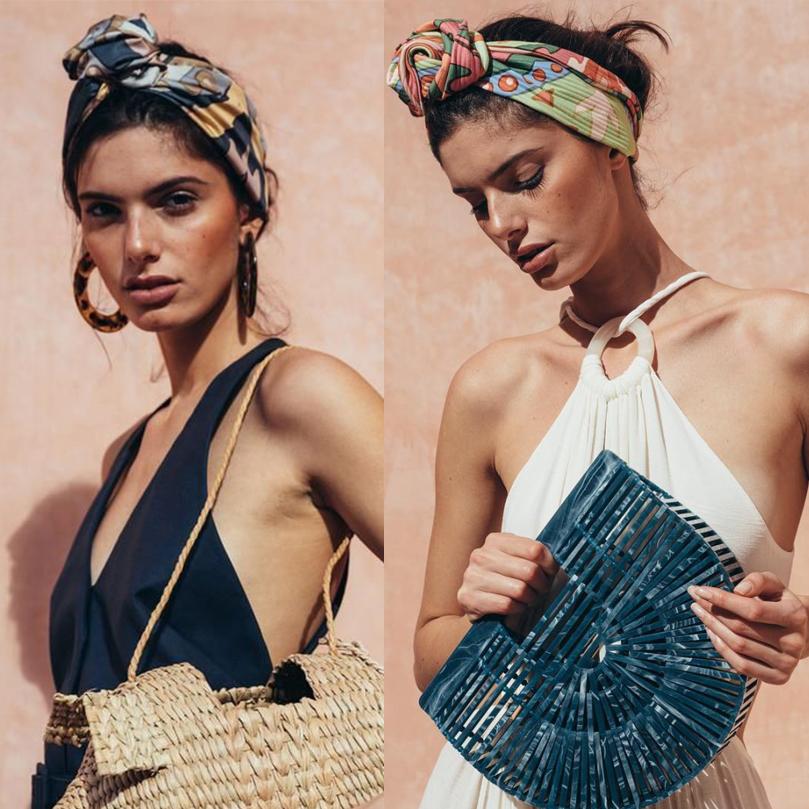 AWAYTR Fashion Women Turban Headband Print Stretch Bandana Knot Headwrap Long Scarf Ties Hairband Hair Accessories New Headwear