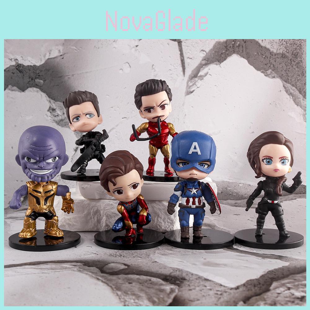 Q Version Of Avengers Captain America Iron Man Thanos Spider-man Miniature Model Decoration For Marvel Fans
