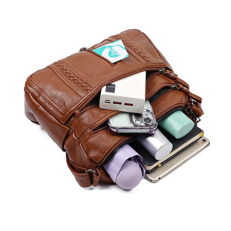 Dámská taška Soft Leather Crossbody Bag Taška přes rameno pro matku středního věku