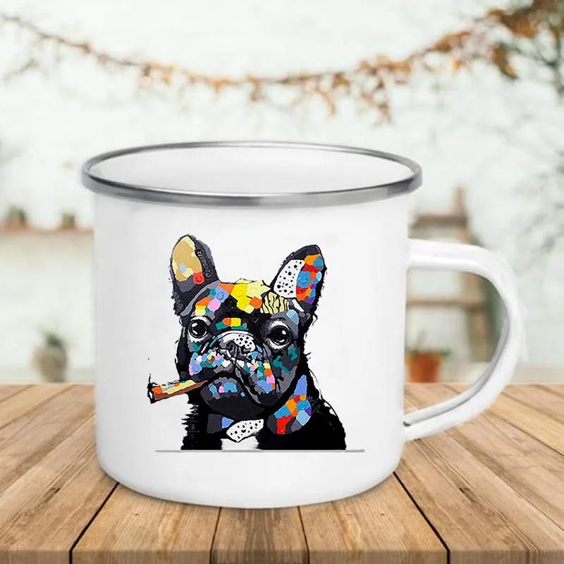 Unusual Anime Beer Funny Mug Cute Mugs Coffee Cups Watercolor Dog Enamel Mug Drinkware Original Coffee Cup Cup for Tea Travel