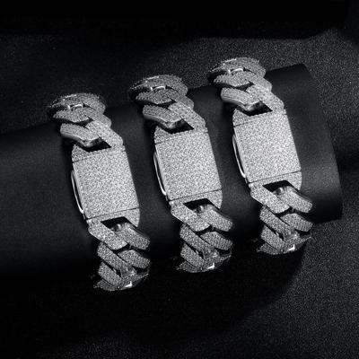 A Copper Inlaid 20mm Zircon Cuban Bracelet Rhombus Hip Hop Full Diamond Jewelry, Popular