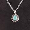 Pear Aqua Chalcedony Stone 925 Sterling Silver Elegant Best Sisters Gift Pendant PP-26-17