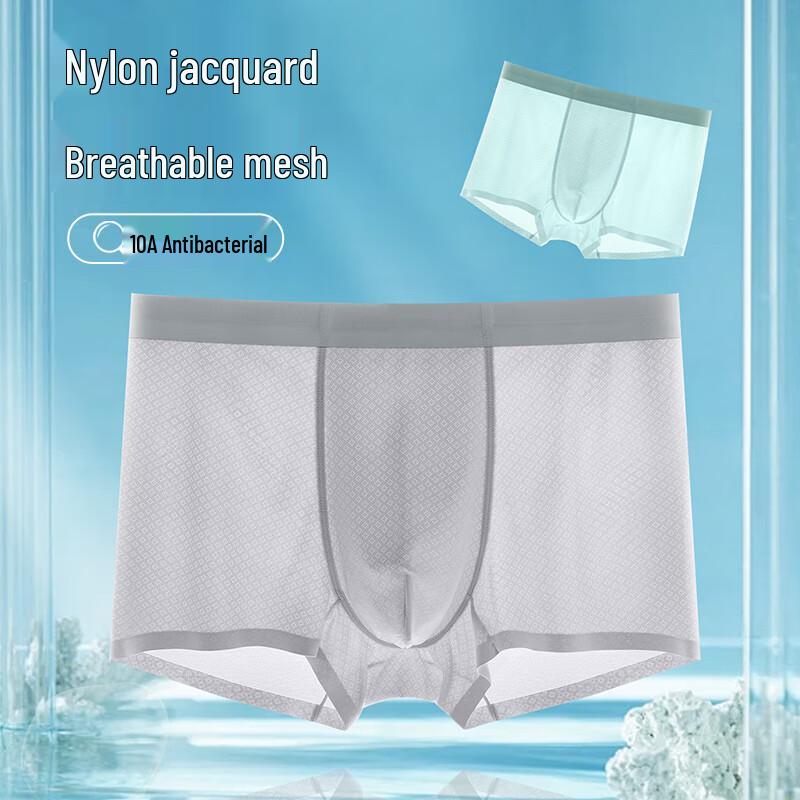 

JingShuMian Men s Ice Silk Mesh Breathable Boxer Briefs 3-Pack L