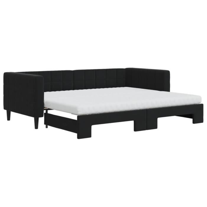 VidaXL Daybed with Trundle and Mattress Black 90x200 Cm Velvet 3196719
