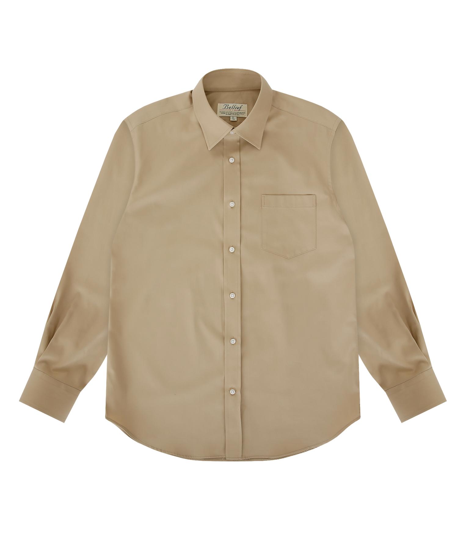 Belief Gaberdine Cotton Classic Fit Shirt (Beige) Beige/M