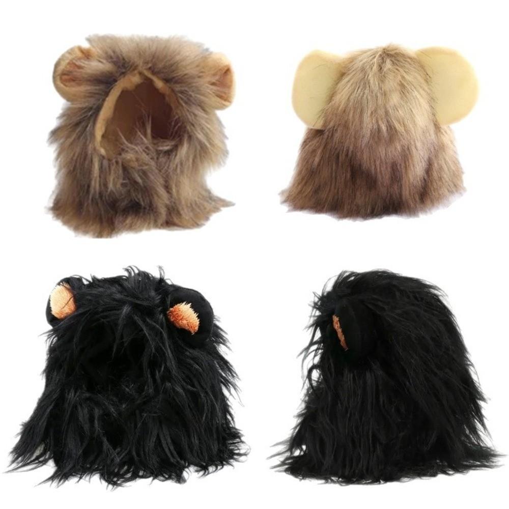 Pet Accessories Soft Lion Mane Wig Cap Hat Breathable Fluffy Dog Cat Wig Hat Funny Creative Pet Costume Cosplay