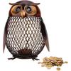 Tooarts Owl Shaped Metal Coin Bank Box Handwork Crafting Art