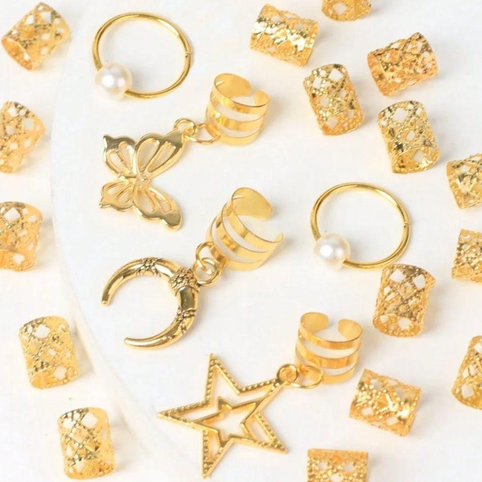 25pcs Dreadlock Hair Rings Adjustable Cuffs Clip Hair Braids Dirty Braids Bead Hairpin Hair Accessories Headwear for Women Girls