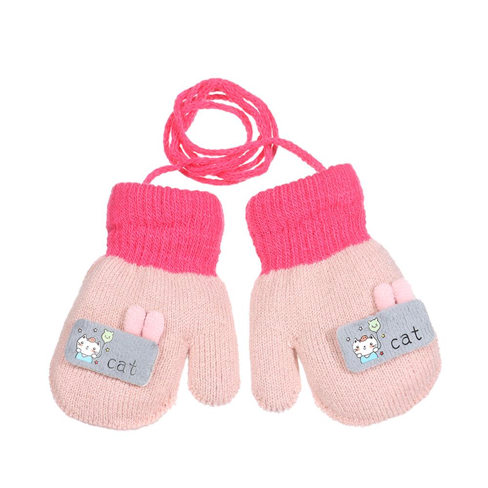1-6Years Boy Girl Baby Thicken Mittens Hand Gloves Winter Children Kids Knitted Gloves Warm Rope Mittens Wool Keep Warm Gloves