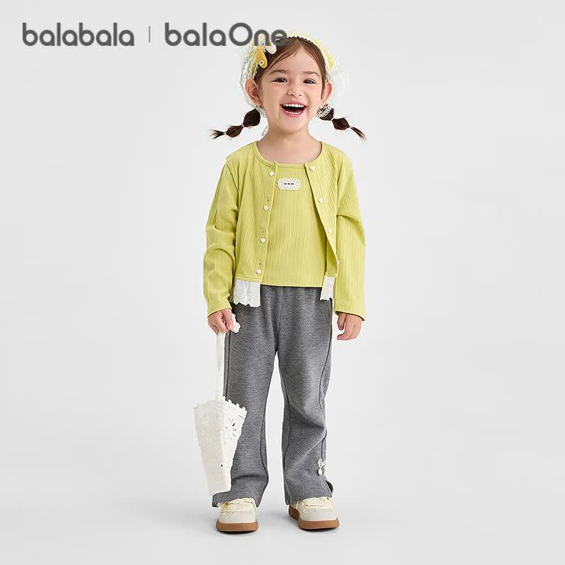 Balabala Girls' Long-Sleeve Three-Piece Set