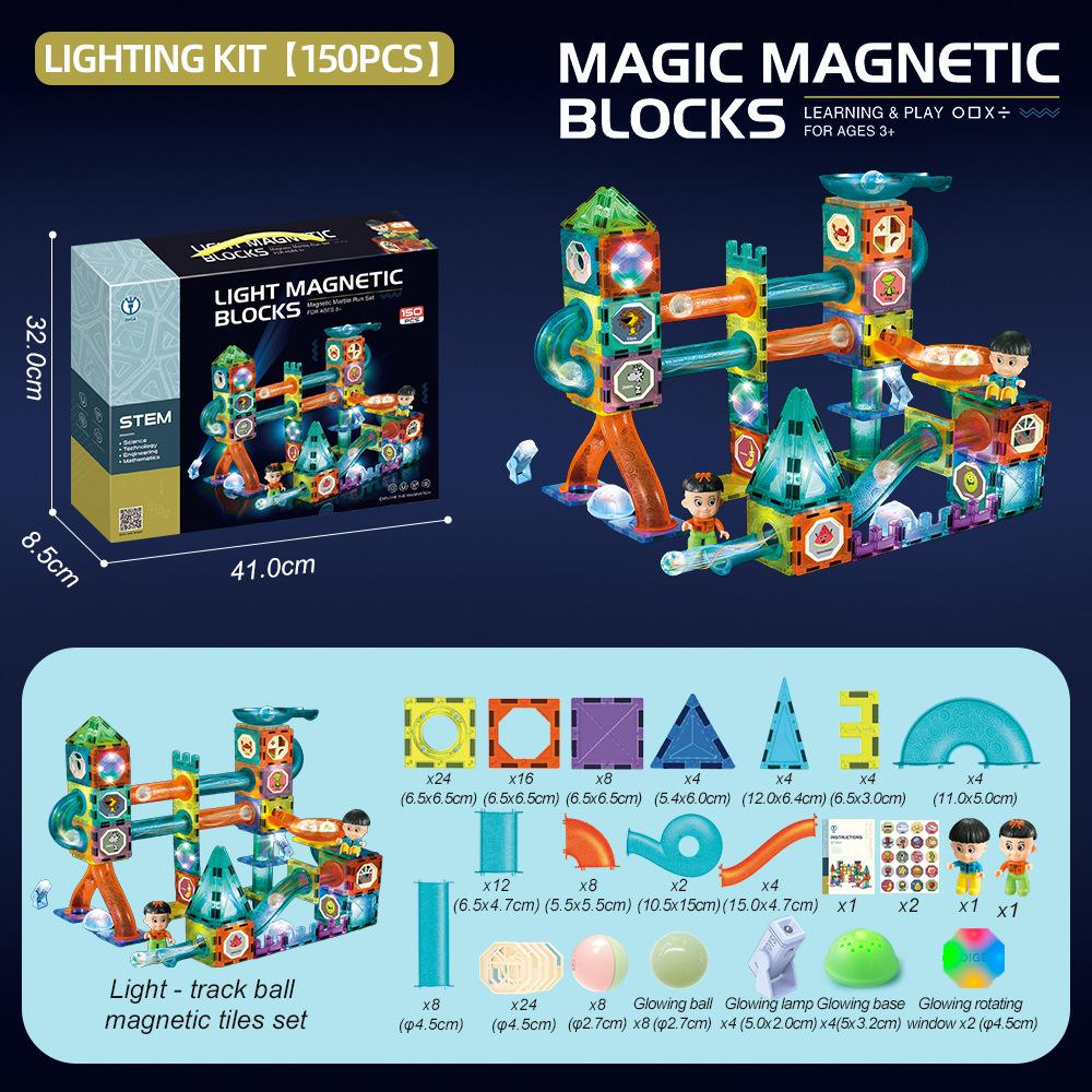 Magnetische Fliesen Murmelbahn Set STEM Bausteine Spielzeug für Jungen Kinder Geschenk Mehrere Stile