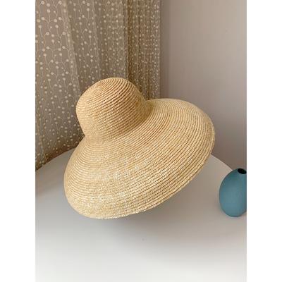 Vintage Hepburn Elegant Dome Bell Straw Grass Ladies Sunscreen Sunshade Concave Beach Straw Hat