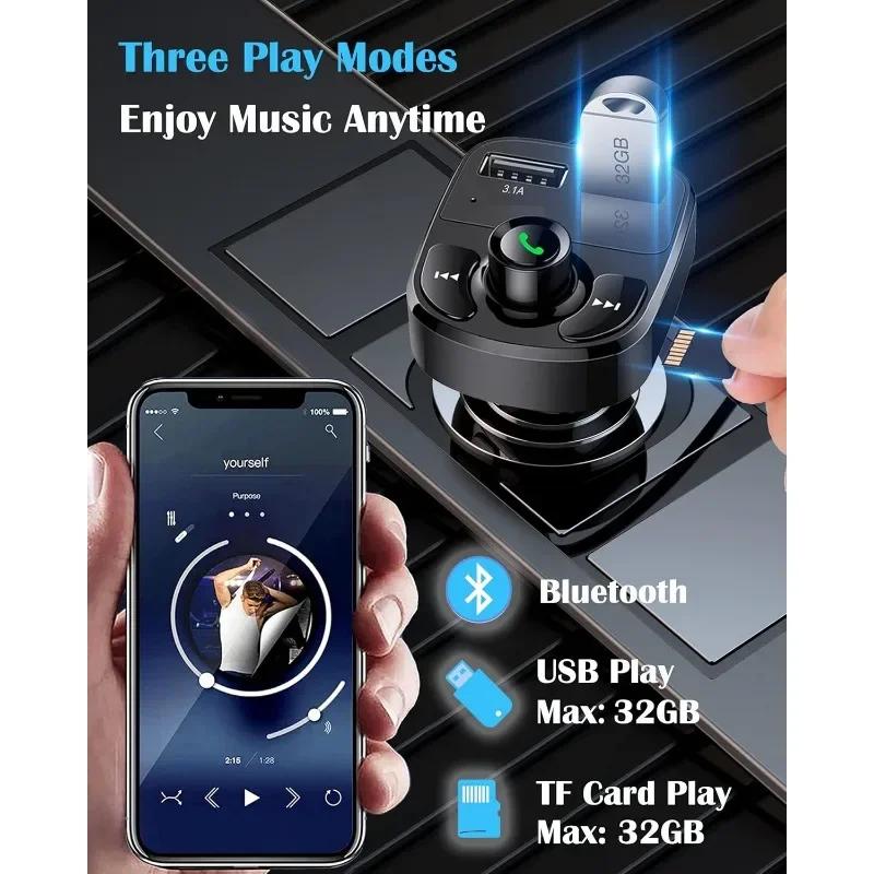 Car Charger Wireless Bluetooth FM Transmitter Hands-Free Calling Radio Receiver Mp3 Music Stereo Adapter Dual USB Port Charger