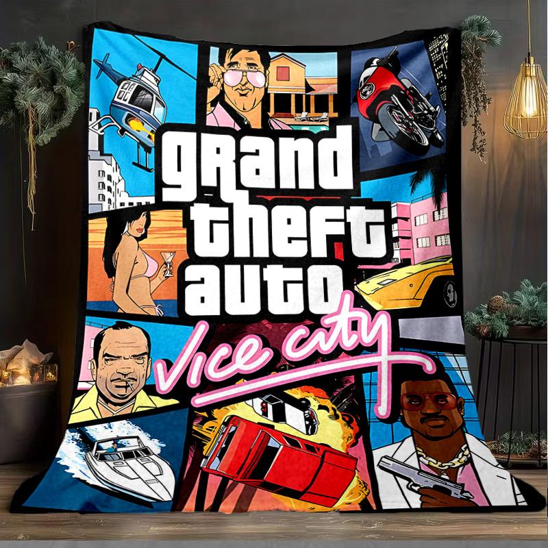 1PC Theft Auto Blanket Flannel Throw for Sofa, Indoor, Camping, Living Room, Office, Chair, And Bed Soft Birthday Christmas Gift
