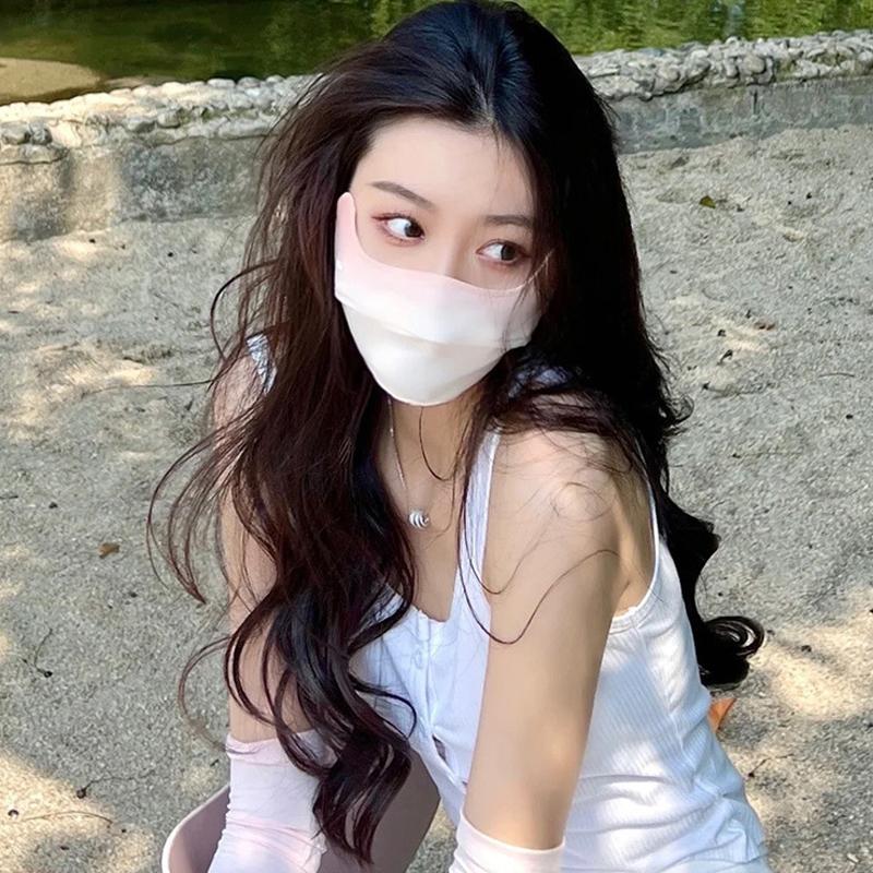 Ice Silk Sunscreen Mask Women Men Outdoor Sports Cycling Breathable Washable Reusable Double Layer Masks Anti-Uv Sun Face Cover