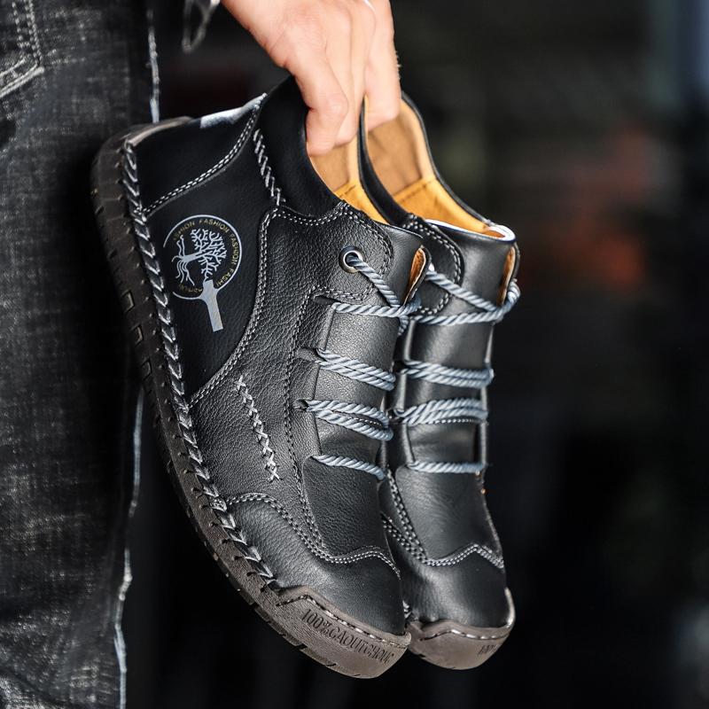 Herrenschuhe und Stiefeletten Herbst Handgefertigte Stiefel High-Top Flach Outdoor Arbeiter Freizeitschuhe Große Größe Board Schuhe