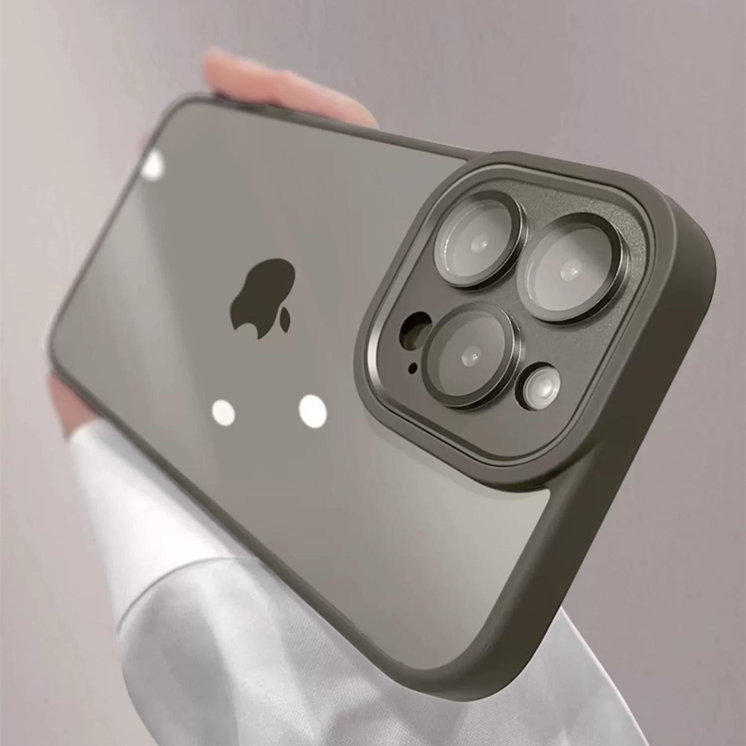 

Розкішний металевий чохол для захисту камери для iPhone 15 14 Plus 13 12 11 Pro Max Прозорий протиударний броньований м який бампер Жорсткий чохол For iPhone 15