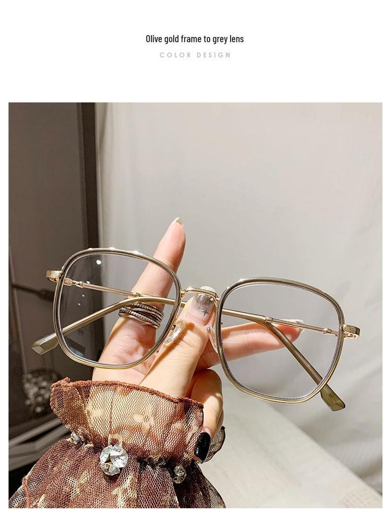 Damen Koreanische Art Lichtempfindliche Myopiebrille: Großer Rahmen, Ultraleicht, Blaulichtfilter, Make-up-freies, Gesichtsschlankmachendes Design