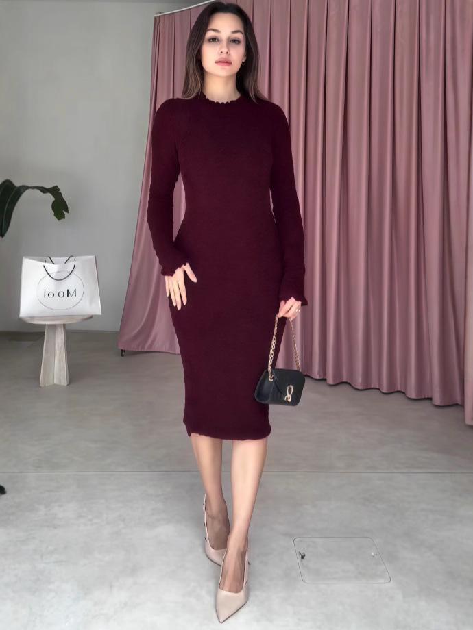 2025 Autumn Slimming Pleated Waist Dress - Elegant Tight-Fit Fashion