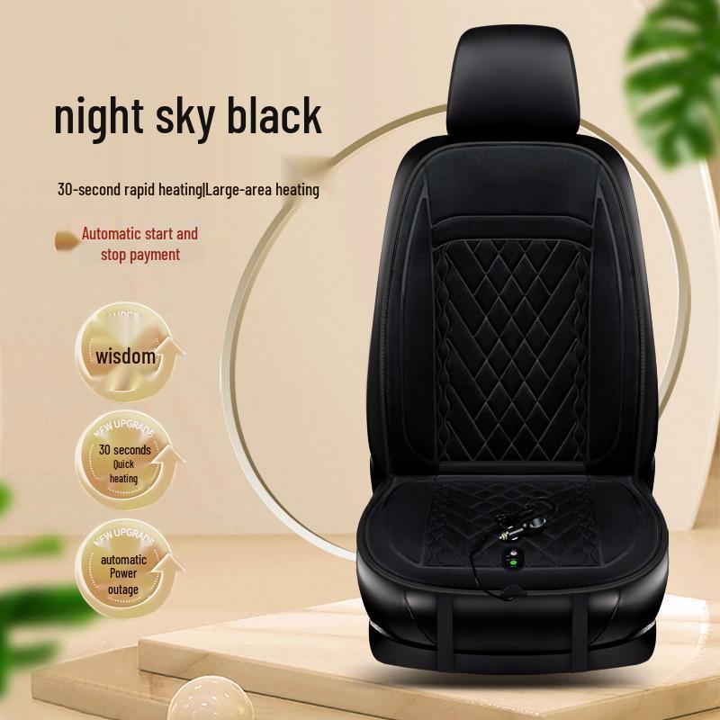 Auto Start-Stop Heated Car Seat Cushion - Plush, Warm, 12V/24V for Winter