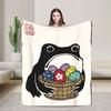 Grumpy Frog Japanese Sumie Easter Eggs Easter Soft Warm Blanket  Boy Girl Plush Throw Blanket Bedroom Flannel Bed Cover