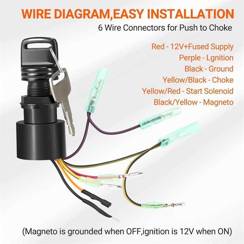 Boat Ignition Key Switch Fittings For Mercury Outboard Motors 3 Pos 87-17009A5 Engine Ignition Key Switch Replacement Boat Parts