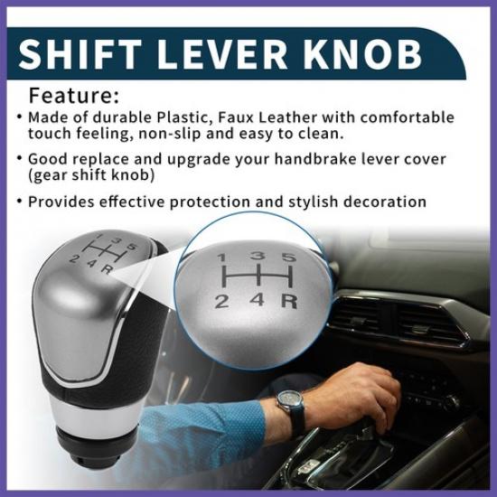 5 Speeds Manual Gear Shift Knob for Ford B-Max 12-20 Faux Leather Black