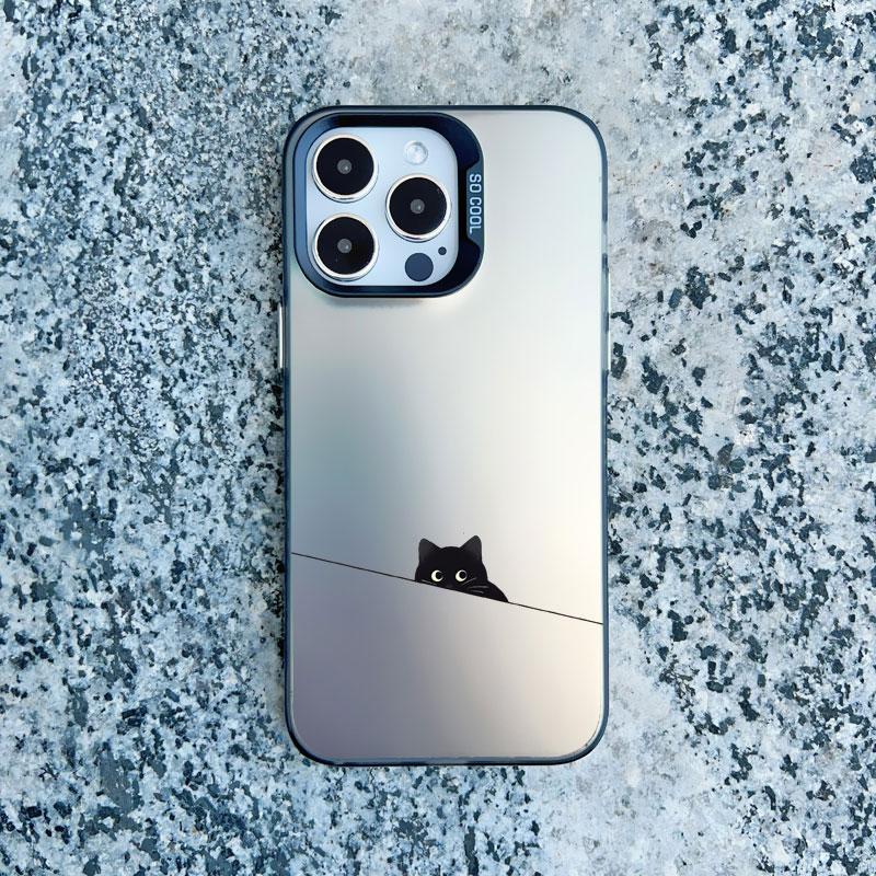 Black Personality Cool Cat Shockproof Phone Case For iPhone 12 11 Pro Max 15 14 13 Pro Max 13 Mini 15 14 Plus Laser Back Covers