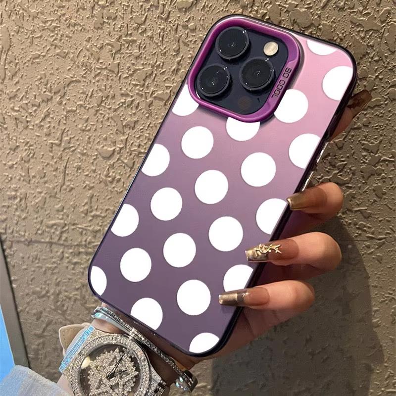 Minimalist Black White Polka Dot Pattern Laser Phone Case For iPhone 15 14 Pro Max Plus 17 16 Pro Max 13 Mini 12 11 Pro Max Case