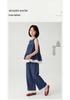 Retro Summer Lace Patchwork Denim Set - Sleeveless Vest & Wide-Leg Pants