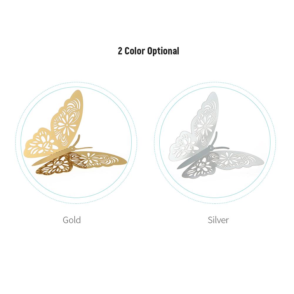 12pcs/set Vivid 3D Butterfly Wall Stickers Removable Mural Stickers DIY Art Wall Decals Decor with Glue for Bedroom Wedding Party--Gold