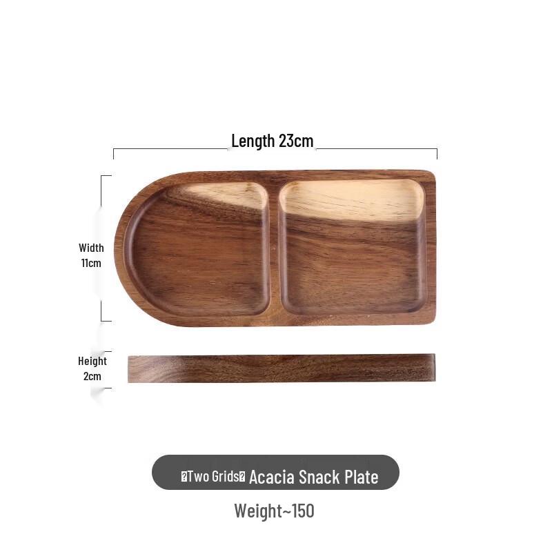 Japanese Style Acacia Wood Divided Snack Plate