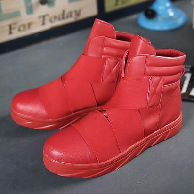 Moda Estilo Britânico Botas Vermelhas de Cano Baixo Homens Outono e Inverno Sapatos de Couro Masculinos de Cano Alto Tênis de Skate de Rua Sapatos de Hip Hop Masculinos